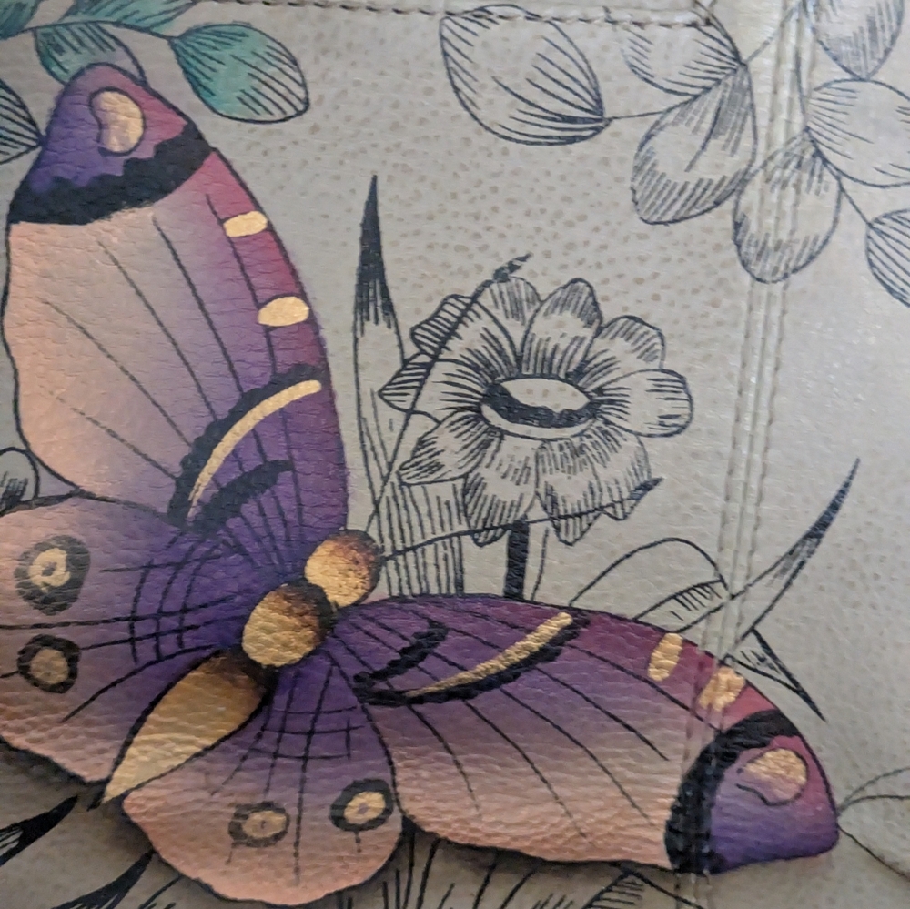 NWOT Anuschka Genuine Leather Purse Handbag.  Hand Painted & Signed.  Never Used - Picture 9 of 13